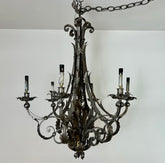 Chandelier, Gun Metal Finish, Ornate, Six-Arm